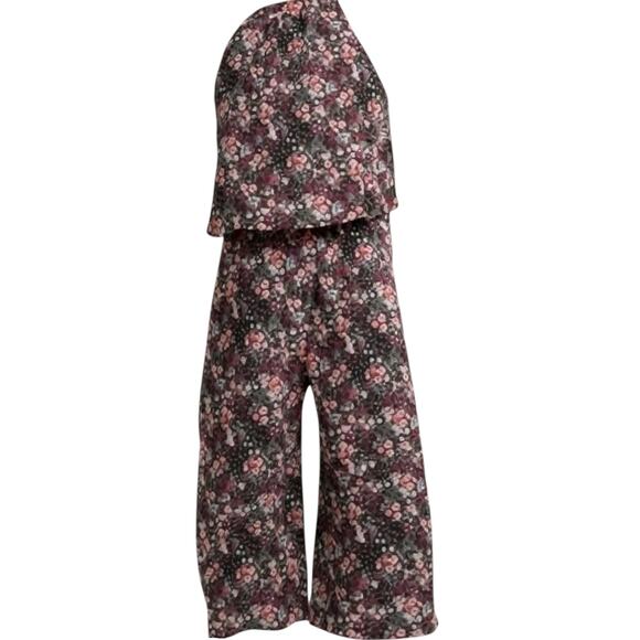 Leota Black Floral Skyler Cropped Jumpsuit, S - Picture 1 of 8
